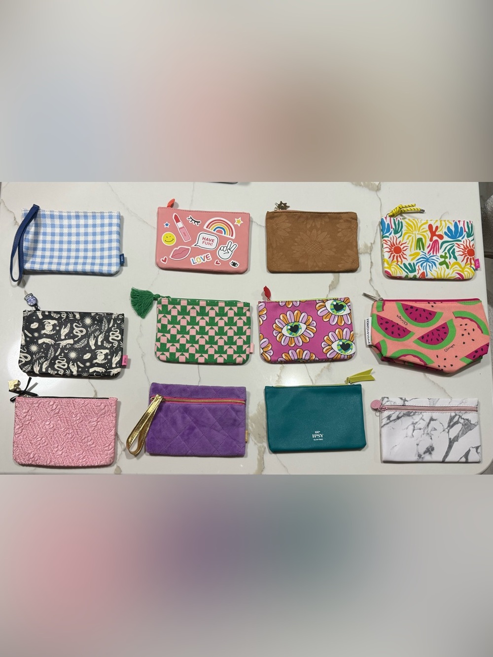 Assorted Ipsy Women's Wristlet Pouch for cosmetics - Multicolor Pattern